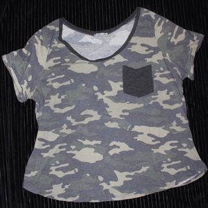 Camo Scoop Neck Top